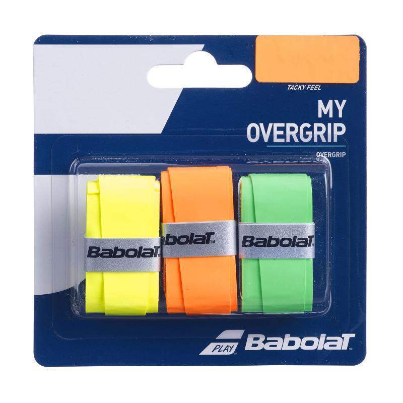 Blister Babolat My Overgrip Amarillo Naranja Verde 3 Unidades Pádel Élite