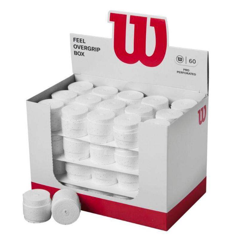 Caja Wilson Feel Pro Perforado Blanco 60 Overgrips Pádel Élite