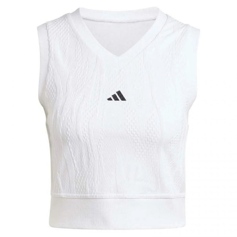 Camiseta Adidas Crop Top Pro Blanco Mujer | Adidas Pádel Élite