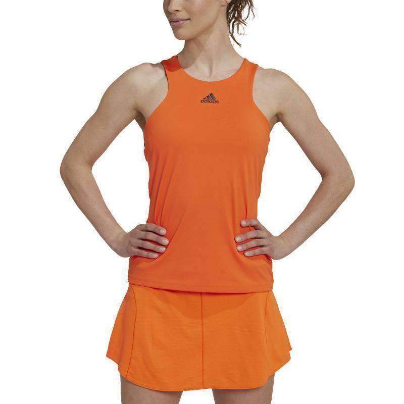 Camiseta Adidas Y-Tank Naranja Negro Pádel Élite