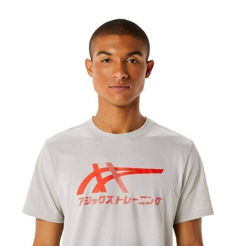 Camiseta Algodon Asics Tiger Gris Cherry Tomato Pádel Élite