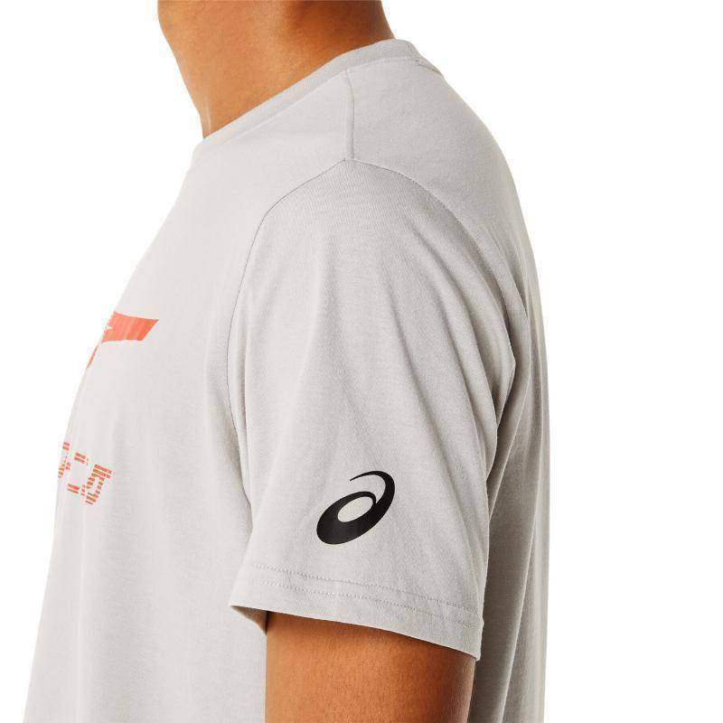 Camiseta Algodon Asics Tiger Gris Cherry Tomato Pádel Élite