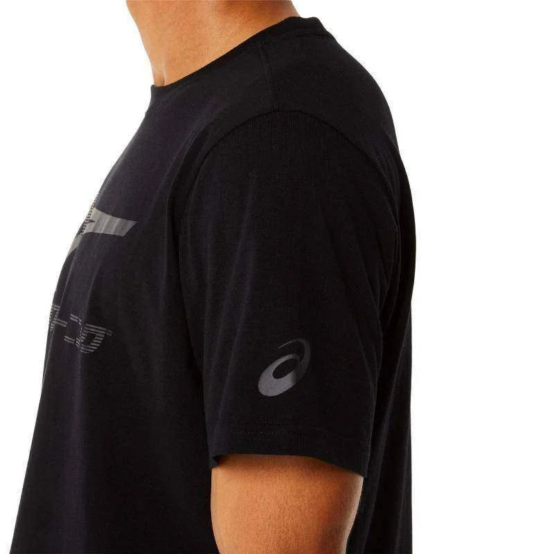 Camiseta Algodon Asics Tiger Perfomance Negro Gris Grafito Pádel Élite