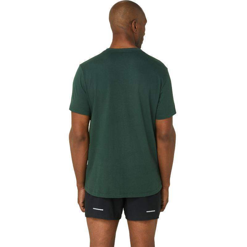 Camiseta Asics Big Logo Verde Bosque Negro Pádel Élite