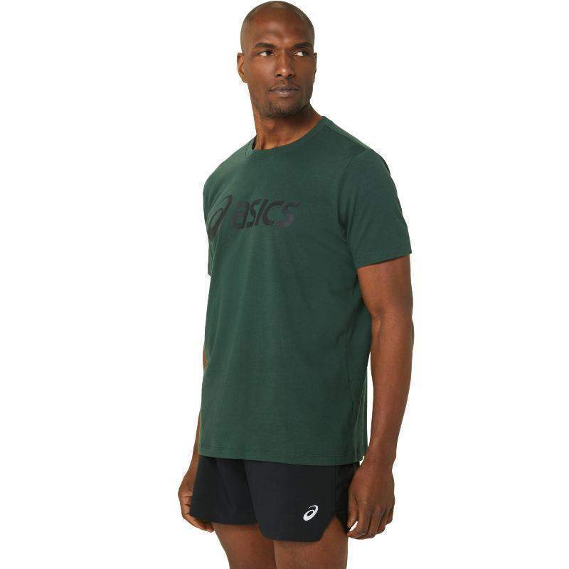 Camiseta Asics Big Logo Verde Bosque Negro Pádel Élite