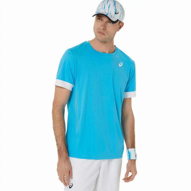 Camiseta Asics Court Aqua Blanco Brillante Pádel Élite