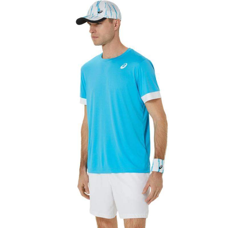 Camiseta Asics Court Aqua Blanco Brillante Pádel Élite