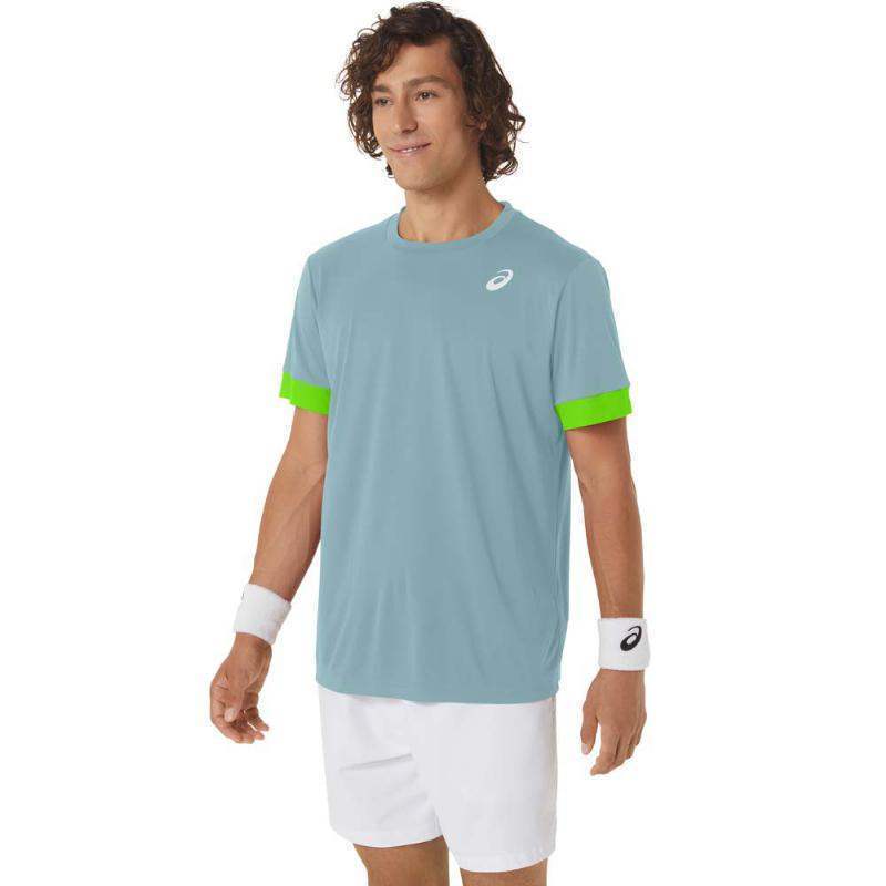 Camiseta Asics Court Azul Lima Electrico Pádel Élite