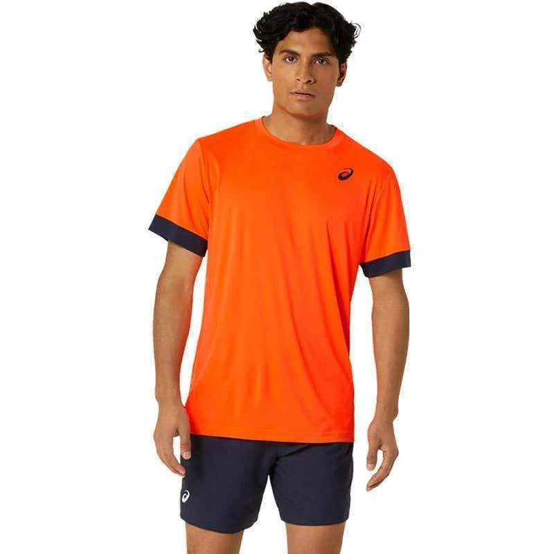 Camiseta Asics Court Naranja Azul Medianoche Pádel Élite