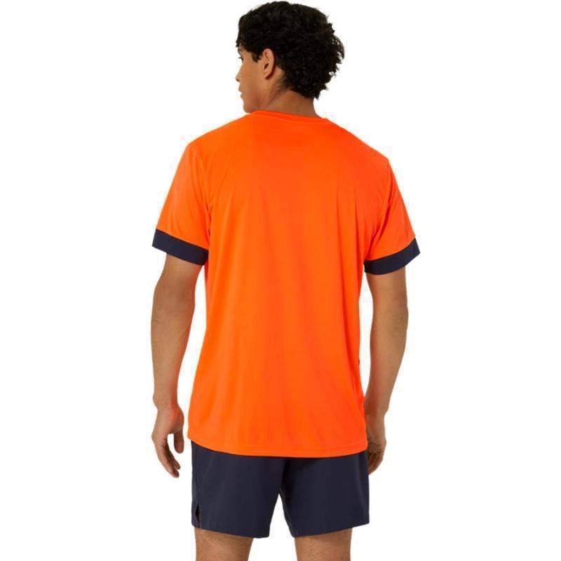 Camiseta Asics Court Naranja Azul Medianoche Pádel Élite