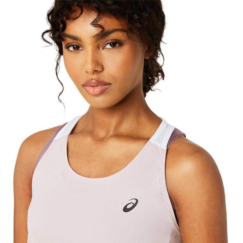 Camiseta Asics Court Rosa Blanco Brillante Mujer Pádel Élite