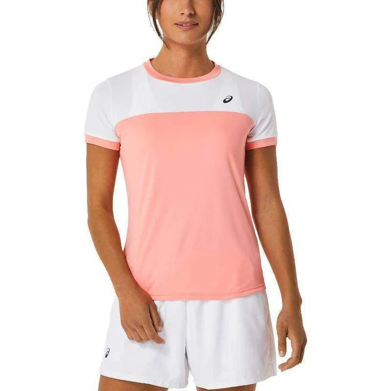 Camiseta Asics Court SS Rosa Blanco Pádel Élite