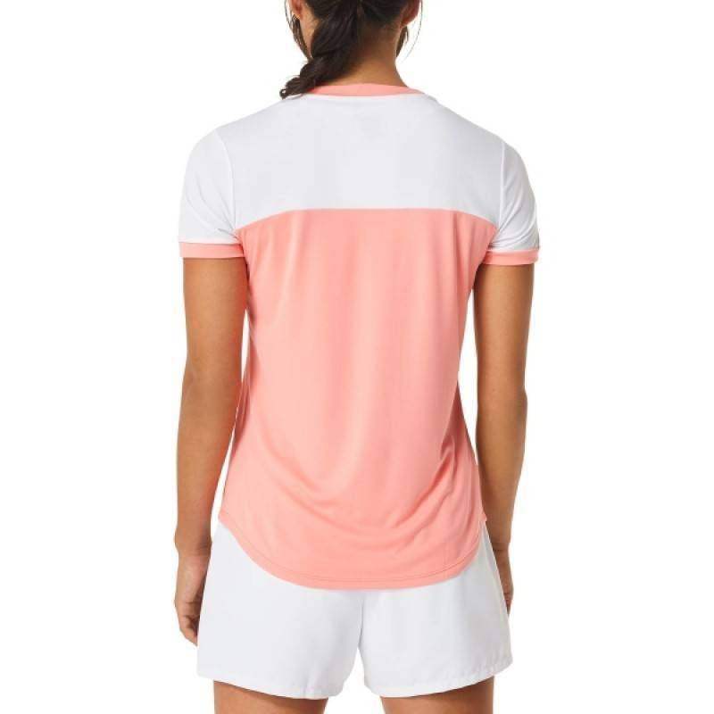 Camiseta Asics Court SS Rosa Blanco Pádel Élite