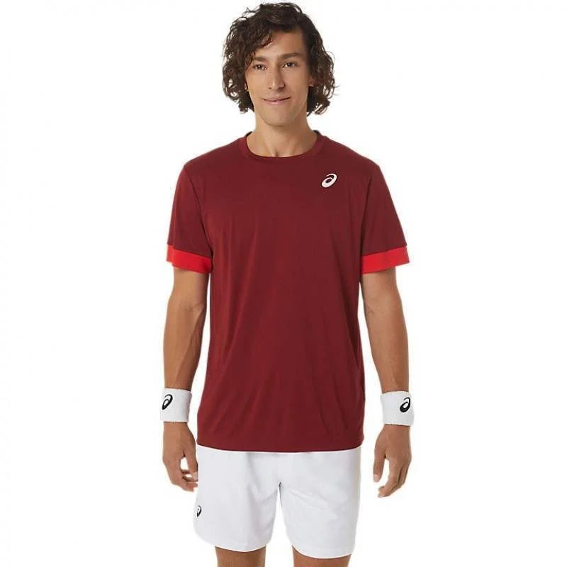 Camiseta Asics Court SS Top Burdeos Rojo Pádel Élite