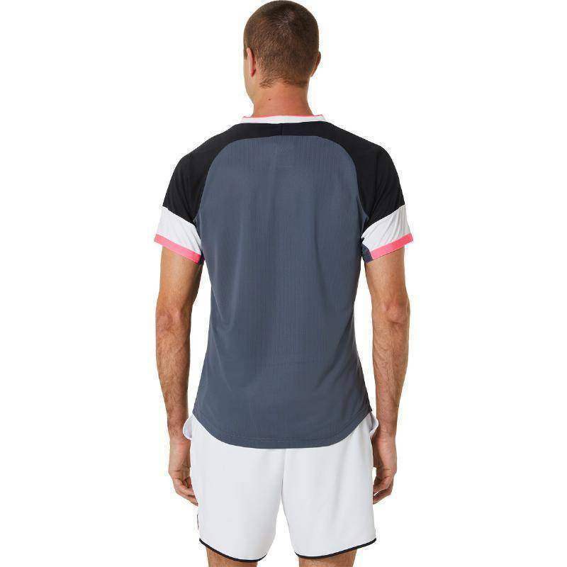 Camiseta Asics Match SS Top Negro Gris Pádel Élite