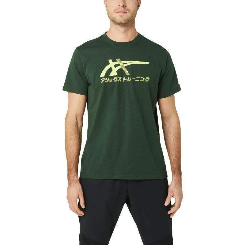 Camiseta Asics Tiger Verde Bosque Amarillo Pádel Élite