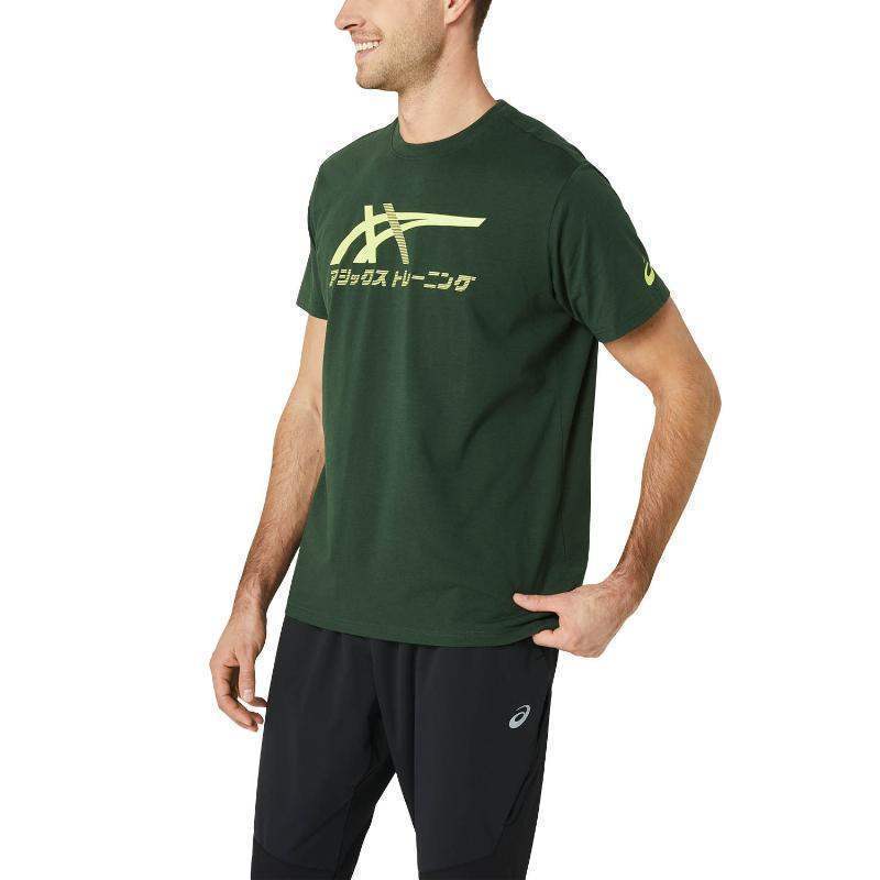 Camiseta Asics Tiger Verde Bosque Amarillo Pádel Élite