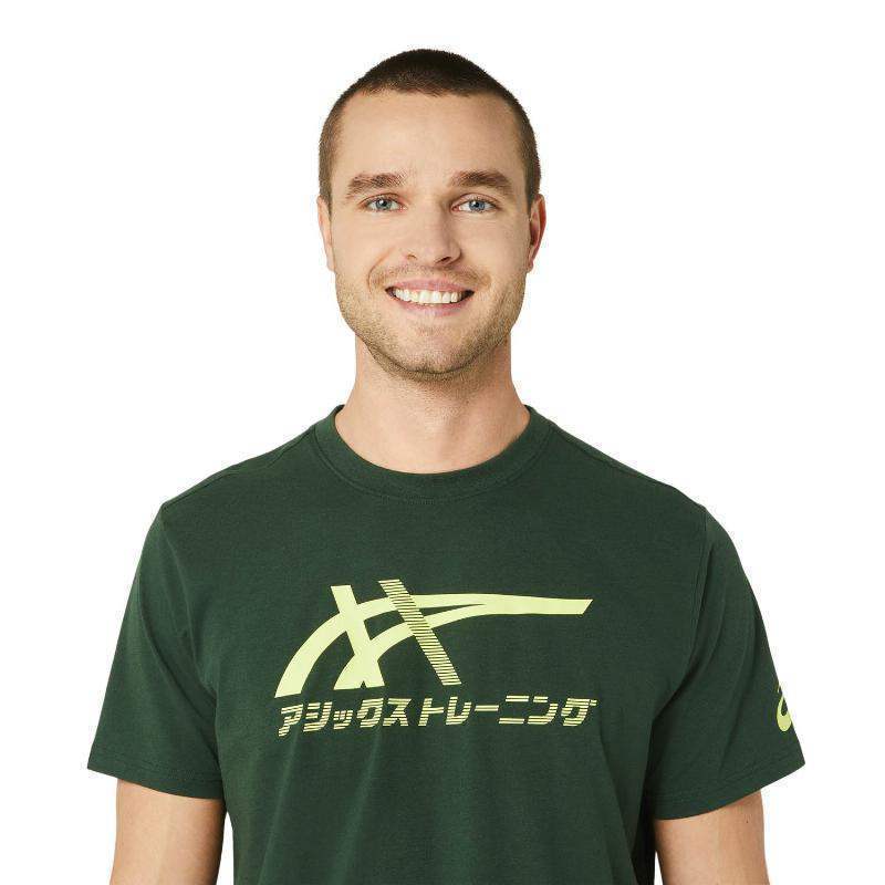 Camiseta Asics Tiger Verde Bosque Amarillo Pádel Élite