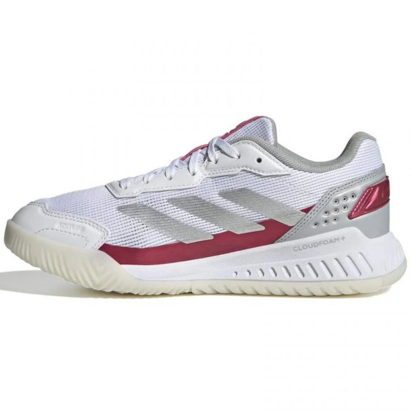 Zapatillas Adidas Courtquick Padel Blanco Plata Rosa Mujer Pádel Elite