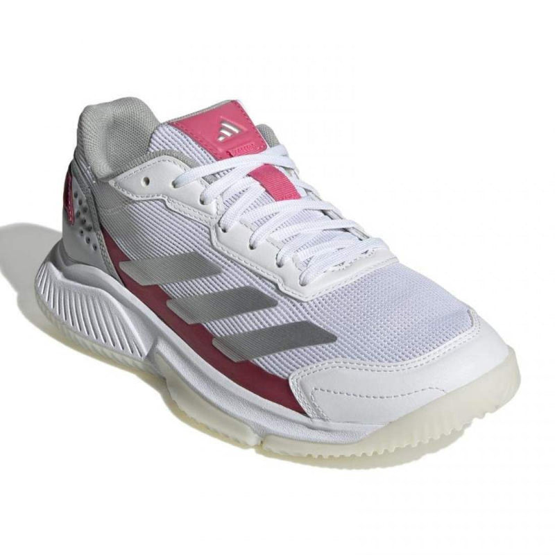 Zapatillas Adidas Courtquick Padel Blanco Plata Rosa Mujer Pádel Elite