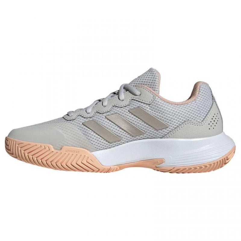 Zapatillas Adidas Courtquick Padel Blanco Plata Rosa Mujer Pádel Elite