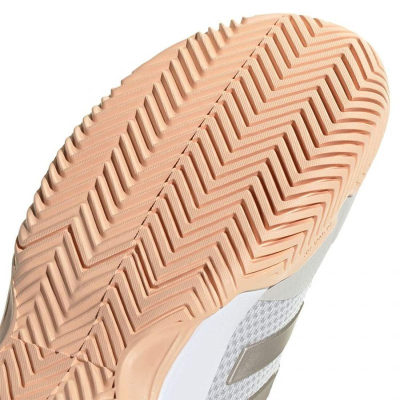 Zapatillas Adidas Courtquick Padel Blanco Plata Rosa Mujer Pádel Elite