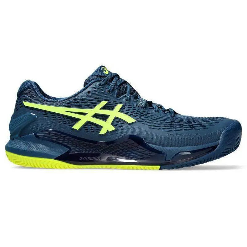 Zapatillas Asics Gel Resolution 9 Clay Azul Mako Amarillo Pádel Elite