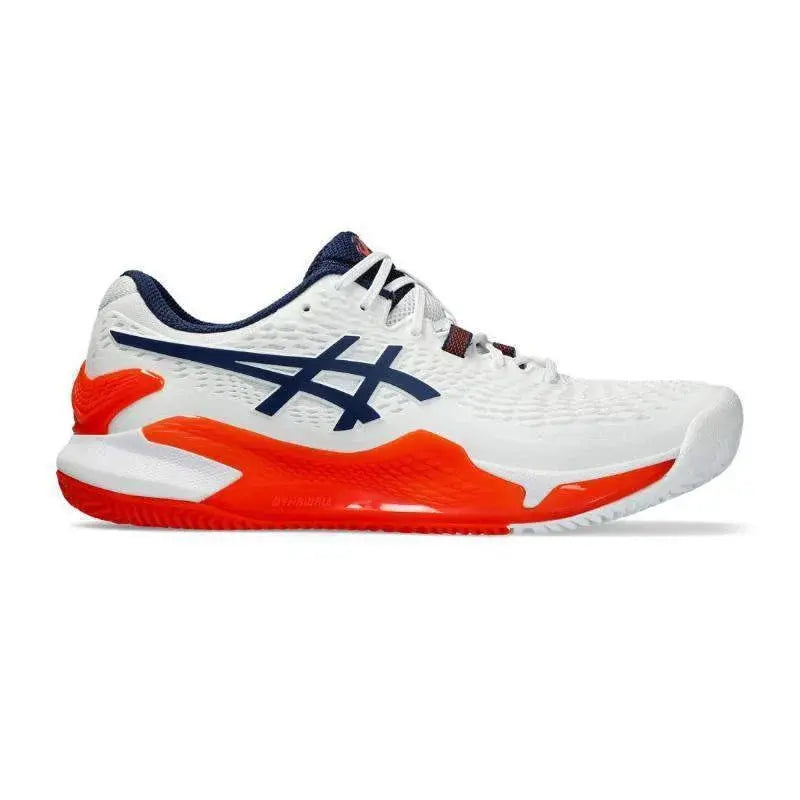 Zapatillas Asics Gel Resolution 9 Clay Blanco Azul Marino Pádel Elite