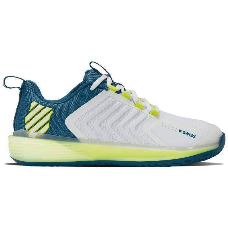 Zapatillas Kswiss Ultrashot 3 Blanco Azul Amarillo Fluor | Kswiss Pádel Elite