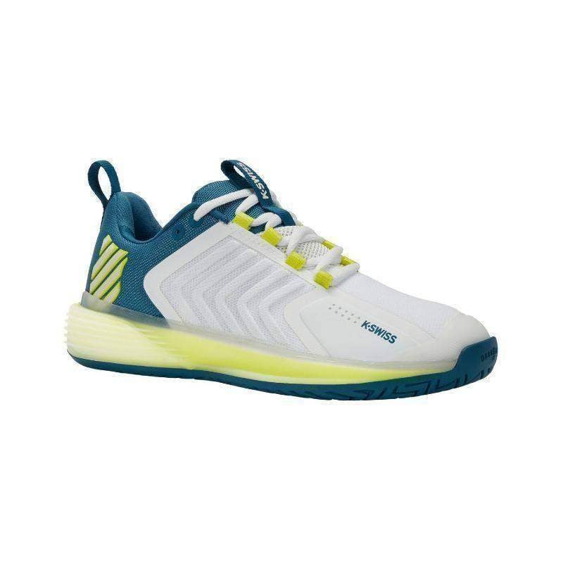 Zapatillas Kswiss Ultrashot 3 Blanco Azul Amarillo Fluor | Kswiss Pádel Elite