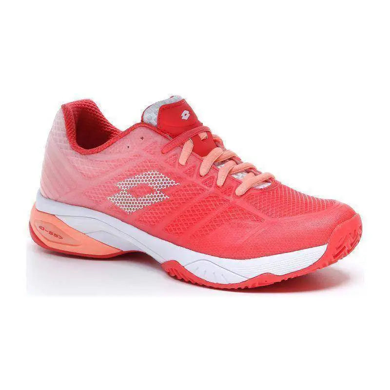 Zapatillas Lotto Mirage 300 Rojo Fluor Blanco Salmon Mujer Pádel Elite