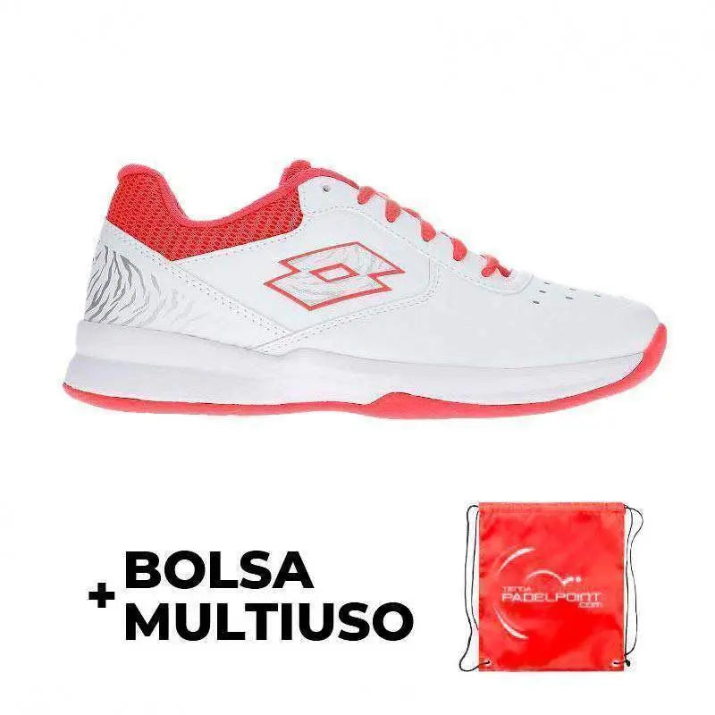 Zapatillas Lotto Space 600 II Blanco Rojo Fluor Mujer Pádel Elite