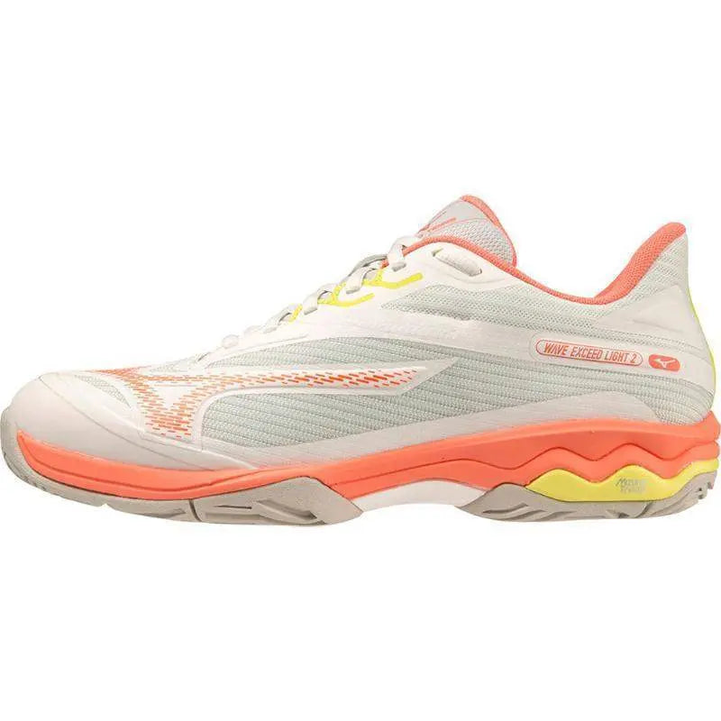 Zapatillas Mizuno Wave Exceed Light 2 AC Blanco Coral Mujer Pádel Elite