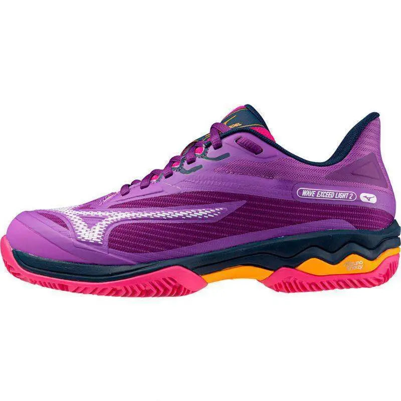 Zapatillas Mizuno Wave Exceed Light 2 Padel Morado Blanco Fucsia Mujer Pádel Elite