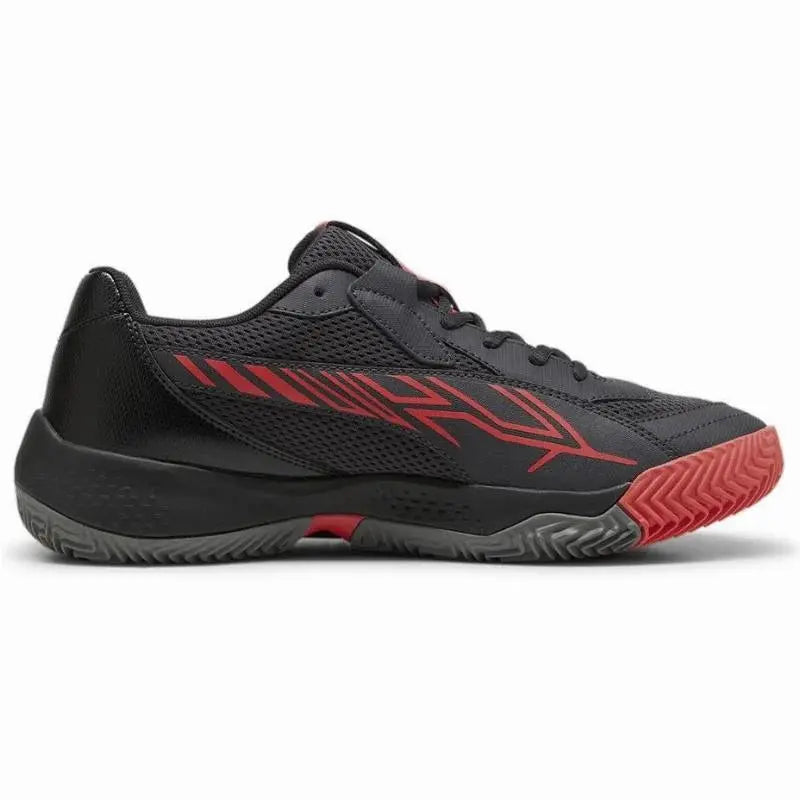 Zapatillas Puma Nova Court Gris Oscuro Negro Rojo Pádel Elite