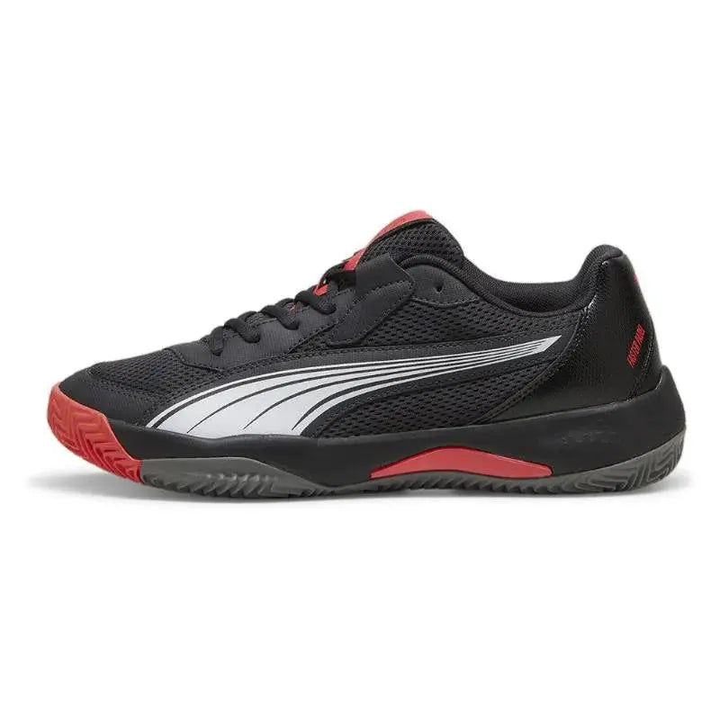 Zapatillas Puma Nova Court Gris Oscuro Negro Rojo Pádel Elite