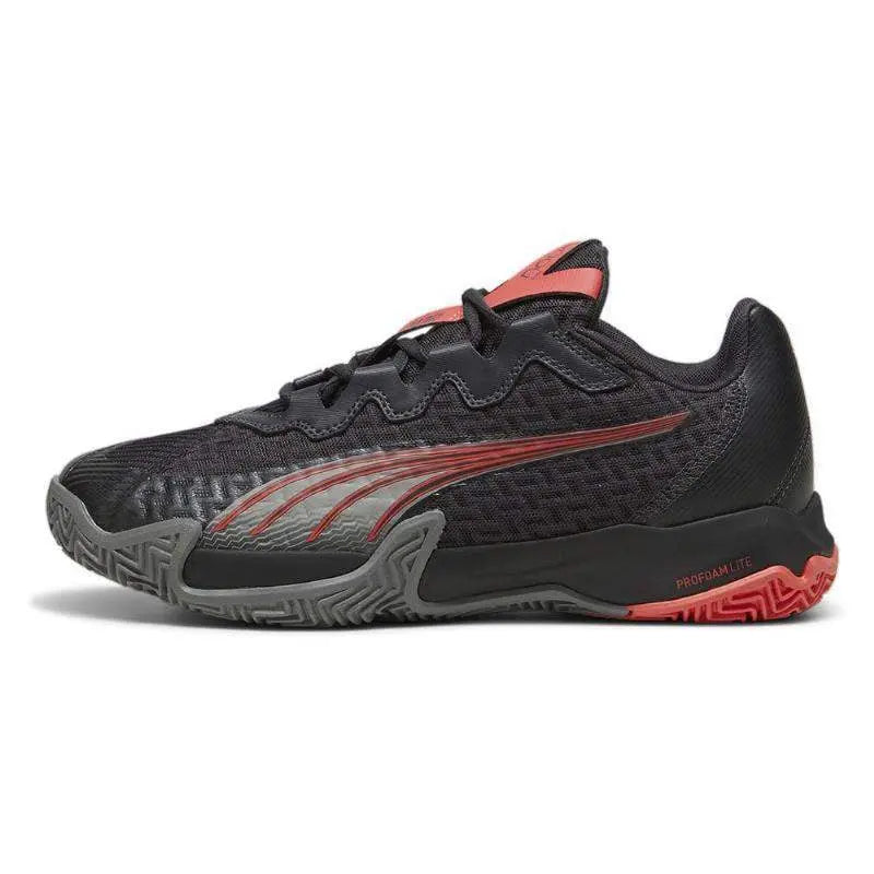 Zapatillas Puma Nova Elite Gris Oscuro Negro Rojo Pádel Elite