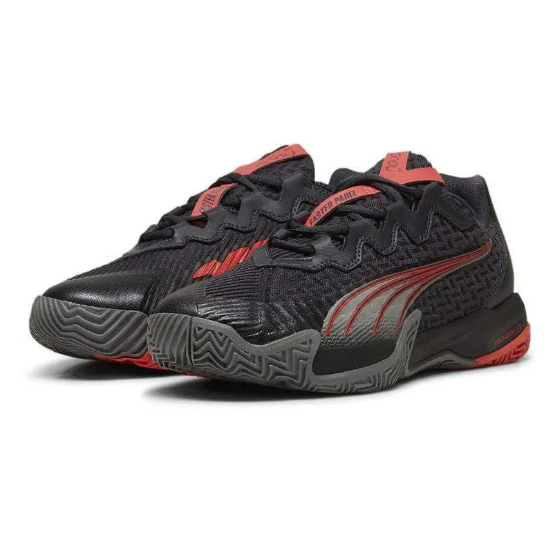 Zapatillas Puma Nova Elite Gris Oscuro Negro Rojo Pádel Elite