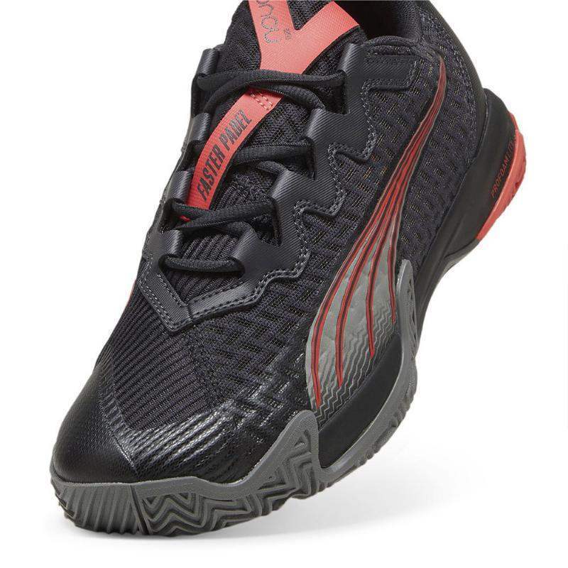 Zapatillas Puma Nova Elite Gris Oscuro Negro Rojo Pádel Elite