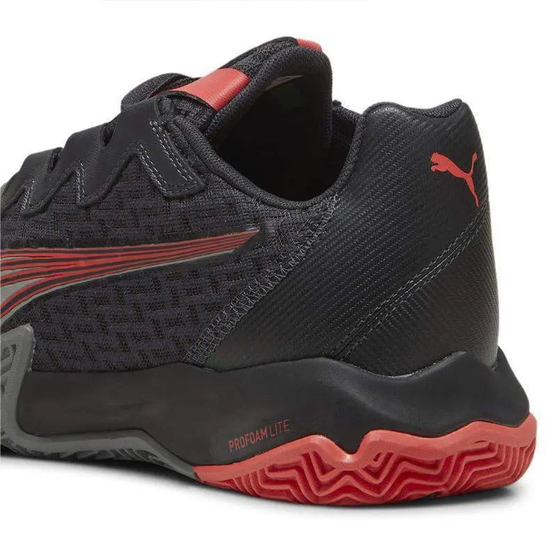 Zapatillas Puma Nova Elite Gris Oscuro Negro Rojo Pádel Elite