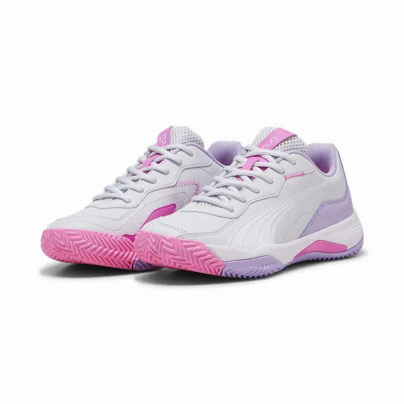 Zapatillas Puma Nova Smash Gris Blanco Violeta Mujer Pádel Elite