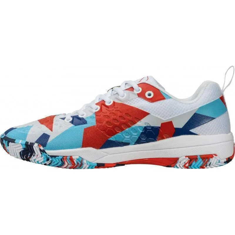 Zapatillas Salming Rebel Camo Blanco Rojo Azul Pádel Elite