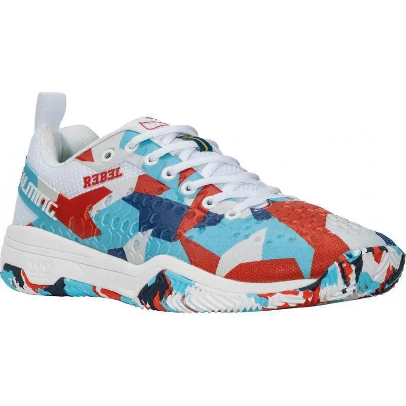 Zapatillas Salming Rebel Camo Blanco Rojo Azul Pádel Elite