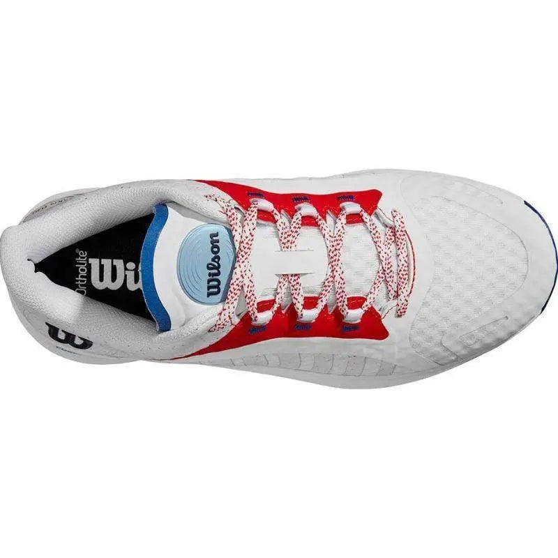 Zapatillas Wilson Hurakn Pro Blanco Rojo Azul Mujer Pádel Elite