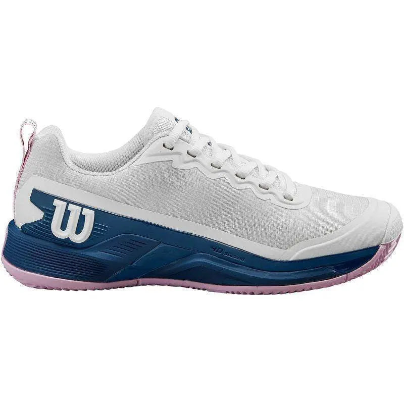 Zapatillas Wilson Rush Pro 4.5 Clay Blanco Azul Mujer Pádel Elite